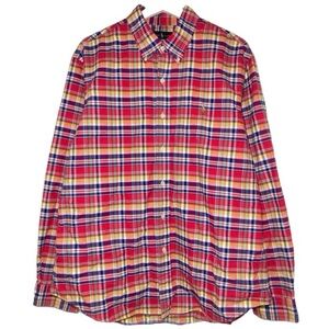 Ralph Lauren Shirt Mens XL Slim Fit Pink Madras Plaid Flesh Pony Long Sleeve